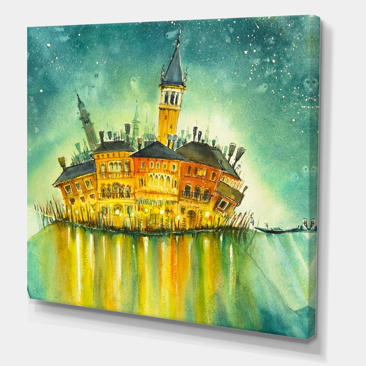 Designart - Idyllic Island of Venice At Night - Modern Canvas Wall Art Print